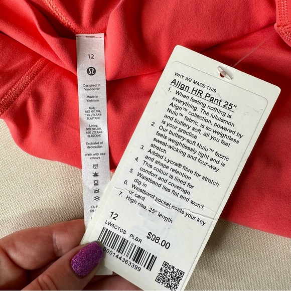 Lululemon Align High Rise Pant Pale Raspberry Leggings 12 Nwt - Picture 11 of 12